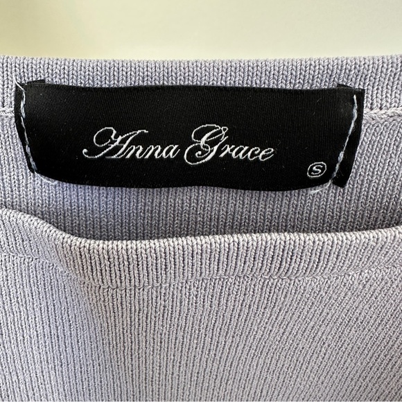 Anna Grace Cropped Lavender Sweater with Puff Sleeve Top Size Small - Picture 7 of 10